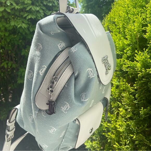 Juicy Couture Backpack - Light Blue and White - Rhinestone Logo - Picture 3 of 8